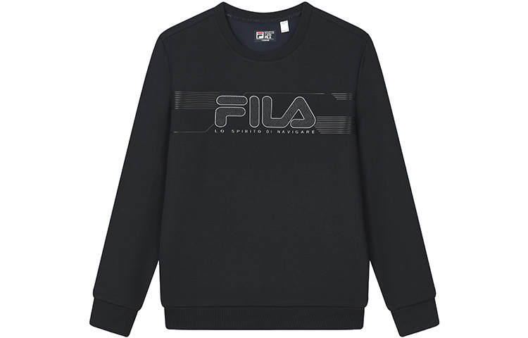 FILA Basic Logo Knit Pullover Crewneck Sweatshirt Legend Blue F11M217203F-NV