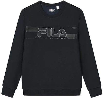 FILA Basic Logo Knit Pullover Crewneck Sweatshirt Legend Blue F11M217203F-NV Buy FILA Basic Logo Knit Pullover Crewneck Sweatshirt Legend Blue F11M217203F-NV