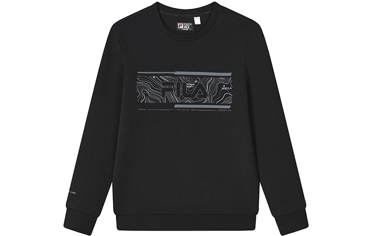 FILA Basic Logo Knit Pullover Sweatshirt in Black F11M247201F-BK