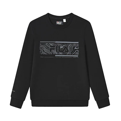 FILA Basic Logo Knit Pullover Sweatshirt in Black F11M247201F-BK