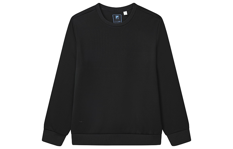 FILA Basic Solid Crewneck Knit Pullover Sweatshirt in Black F11M232202F-BK
