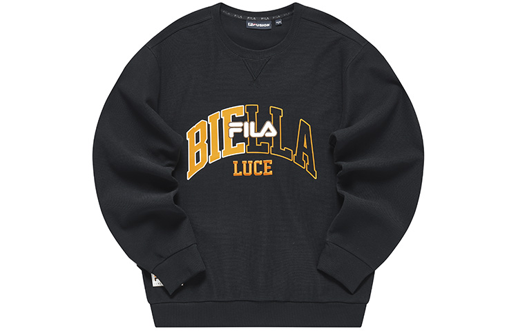 FILA Basketball Retro Letter Print Pullover Crewneck Sweatshirt Black T11M315209F-BK