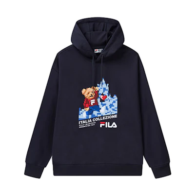 FILA Bear Embroidered Cartoon Print Hoodie Legendary Blue (Unisex) F11M118259FNV