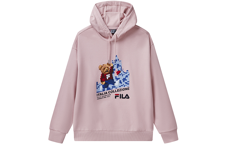 FILA Bear Embroidered Hoodie Pullover Pink - Unisex Couple Style F11M118259F-PK