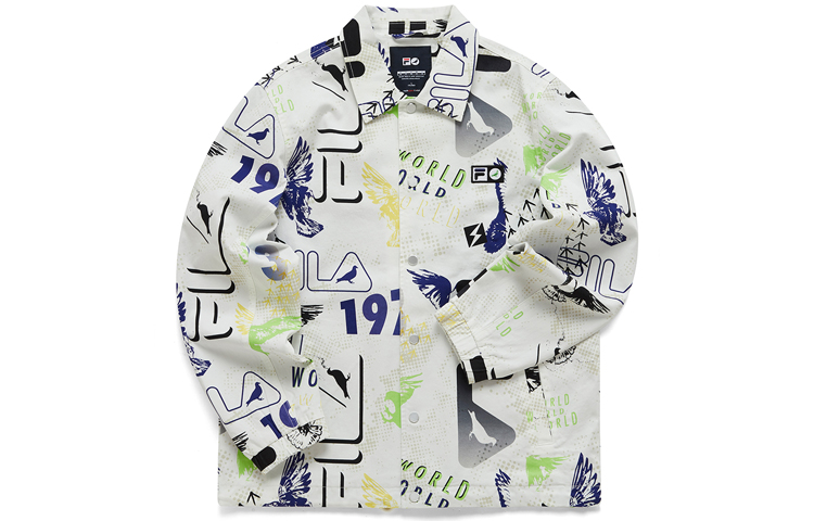 FILA Beige Logo Print Loose-Fit Coach Jacket T11M114705F-WT