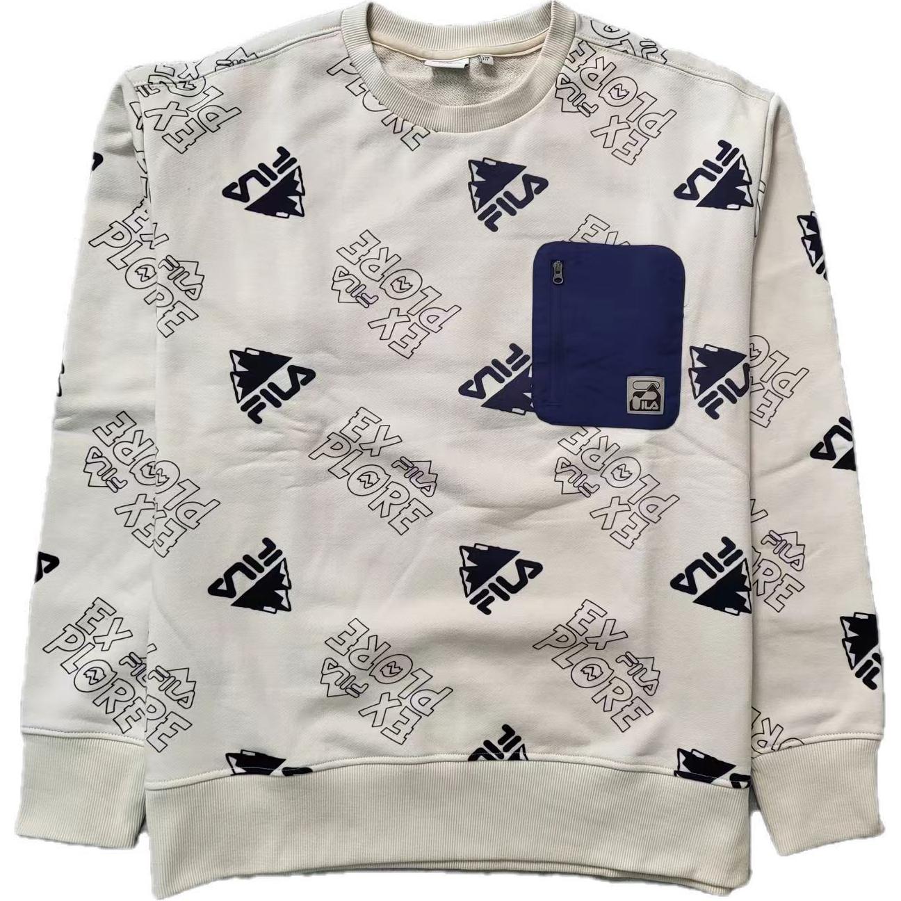FILA Beige Pullover Sweatshirt with Letter Logo Print. FS2POD4E12X-LBE