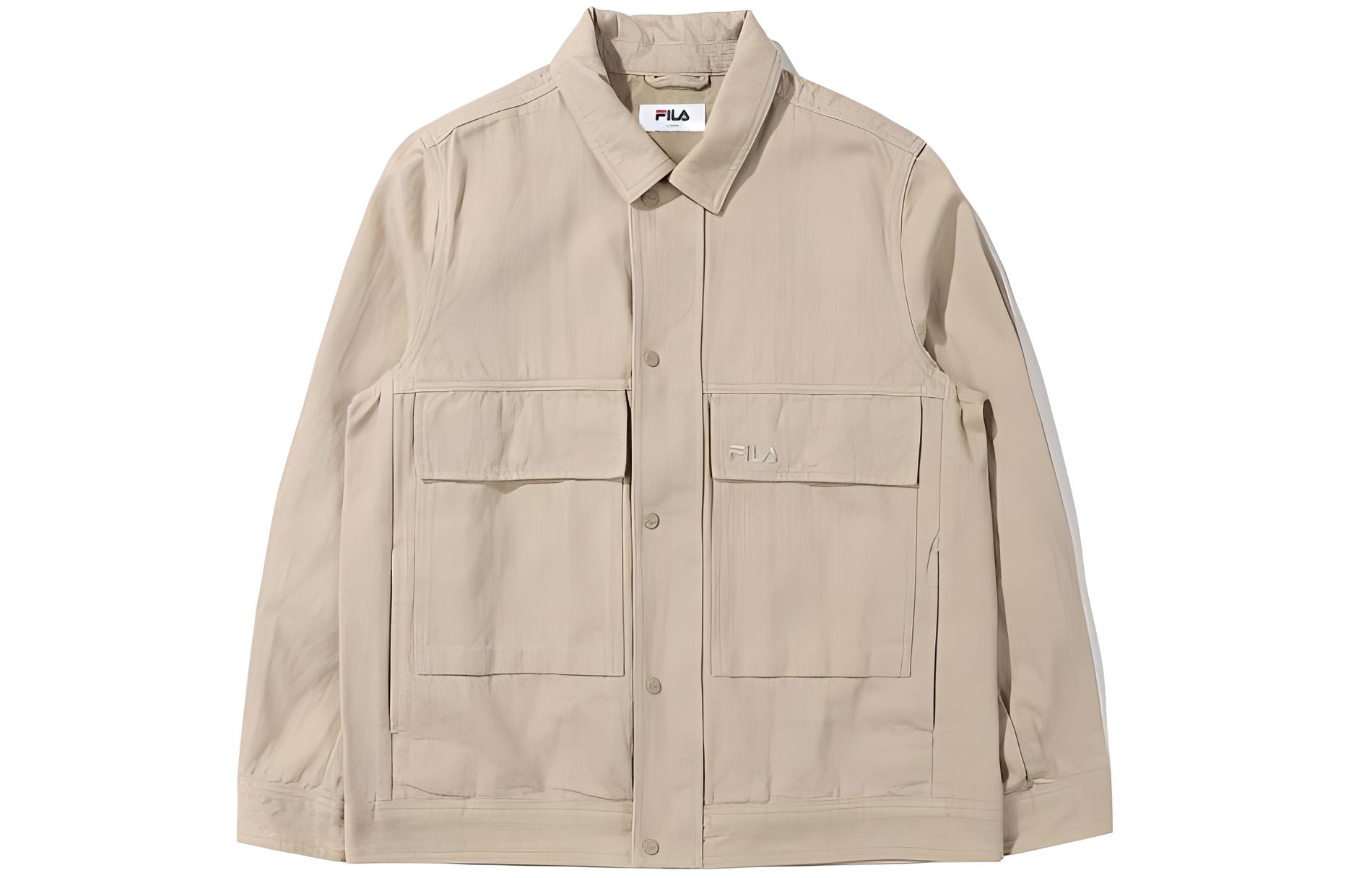 FILA Beige Single-Breasted Jacket with Turn-Down Collar FS2JKE1101X-BEG