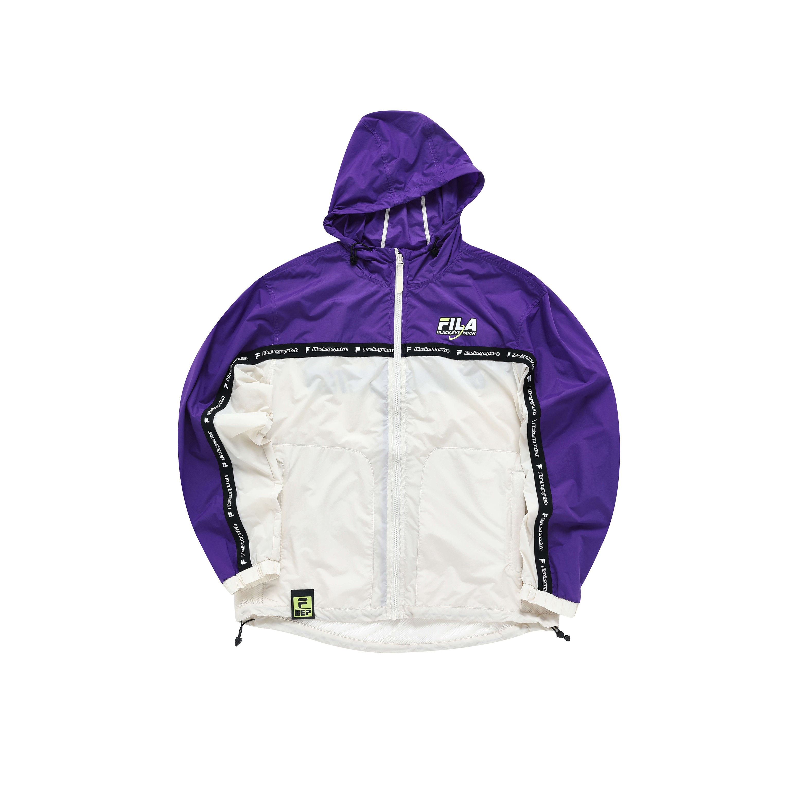 FILA BEP Purple Hooded Zip-Up Colorblock Jacket - Fashion Collab Series T11M339702F-PU