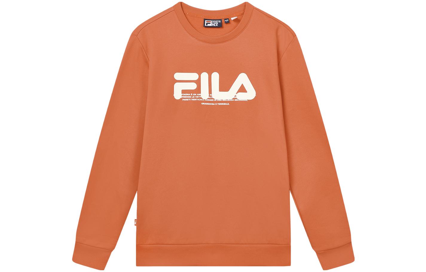 FILA Big Logo Print Colorblock Crewneck Sweatshirt Orange Autumn Style F11M349213F-OR