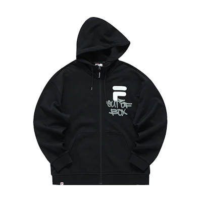 FILA Big Logo Zip-Up Hoodie Jacket Unisex - Deep Black T11U216501FBK