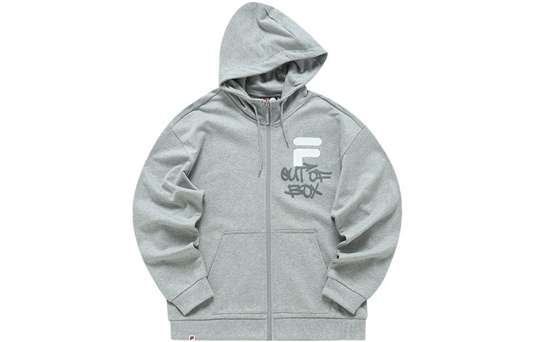 FILA Big Logo Zip Hoodie Jacket Couple Style - Cloud Gray/Heather Gray T11U216501FMG