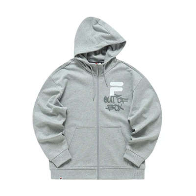 FILA Big Logo Zip Hoodie Jacket Couple Style - Cloud Gray/Heather Gray T11U216501FMG
