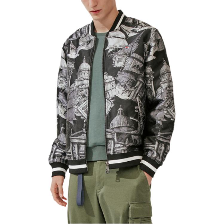 Purchase FILA Black  Baseball Jacket with Logo Embroidery and Full Zip Print Design. F11M018725G-BK