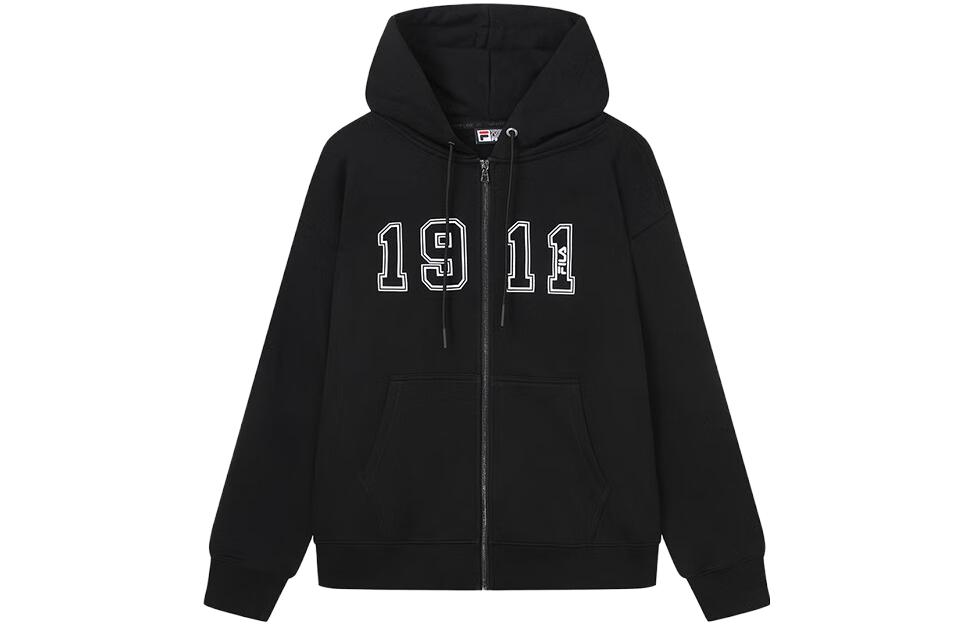 FILA Black Alphabet Zip-Up Hoodie Jacket Unisex F11U339501F-BK