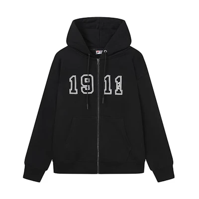 FILA Black Alphabet Zip-Up Hoodie Jacket Unisex F11U339501F-BK