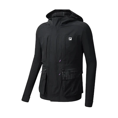 FILA Black Athletics Utility Zipper Multi-Pocket Jacket A11M031712F-BK
