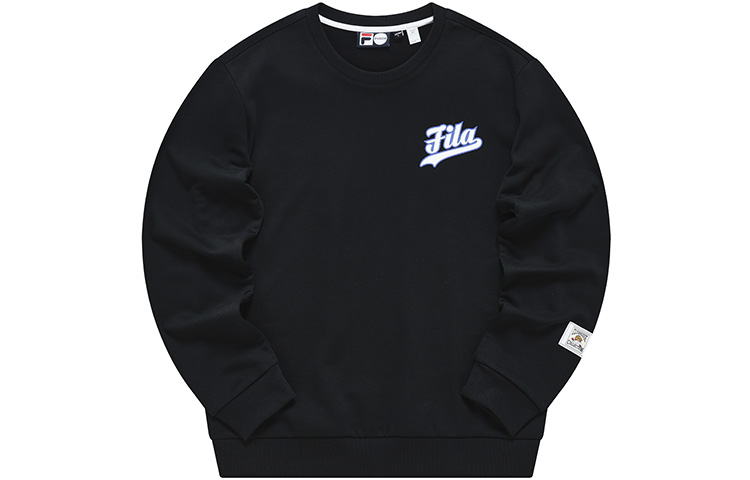 FILA Black Baseball Letter Pattern Pullover Casual Sweatshirt T11M112207F-BK
