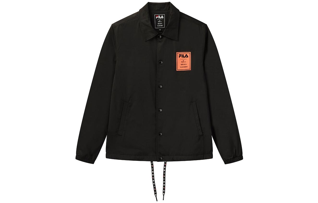 FILA Black Casual Jacket with Solid Logo and Polo Collar F71M048701F-BK