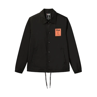 FILA Black Casual Jacket with Solid Logo and Polo Collar F71M048701F-BK