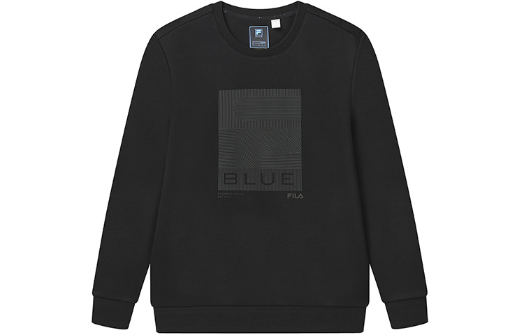 FILA Black Casual Knit Pullover Sweatshirt with Minimalist Letter Design F11M242205F-BK