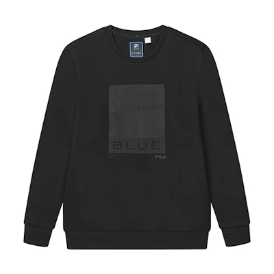 FILA Black Casual Knit Pullover Sweatshirt with Minimalist Letter Design F11M242205F-BK