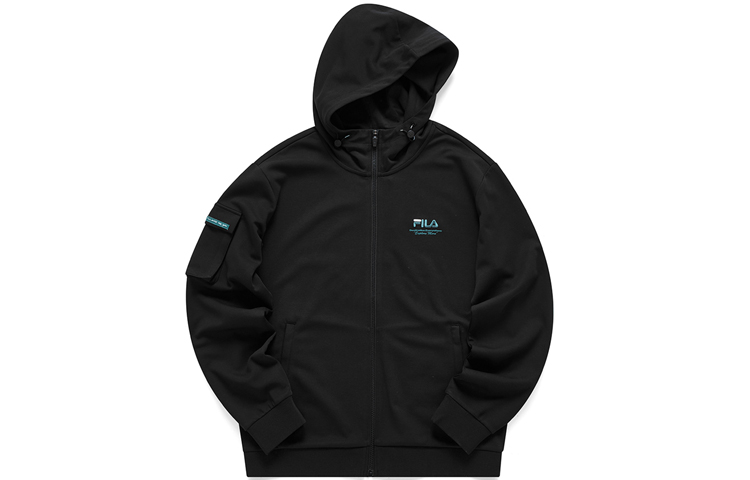 FILA Black Casual Sports Knit Zipper Hoodie Jacket T11M123502F-BK