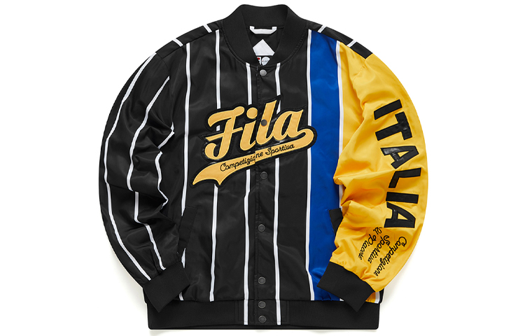 FILA Black Colorblock Baseball Jacket with Printed Design - Back to School T11M112709F-BK