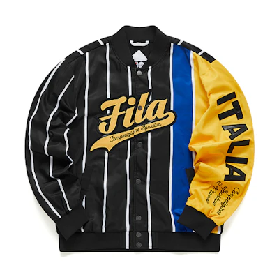 FILA Black Colorblock Baseball Jacket with Printed Design - Back to School T11M112709F-BK