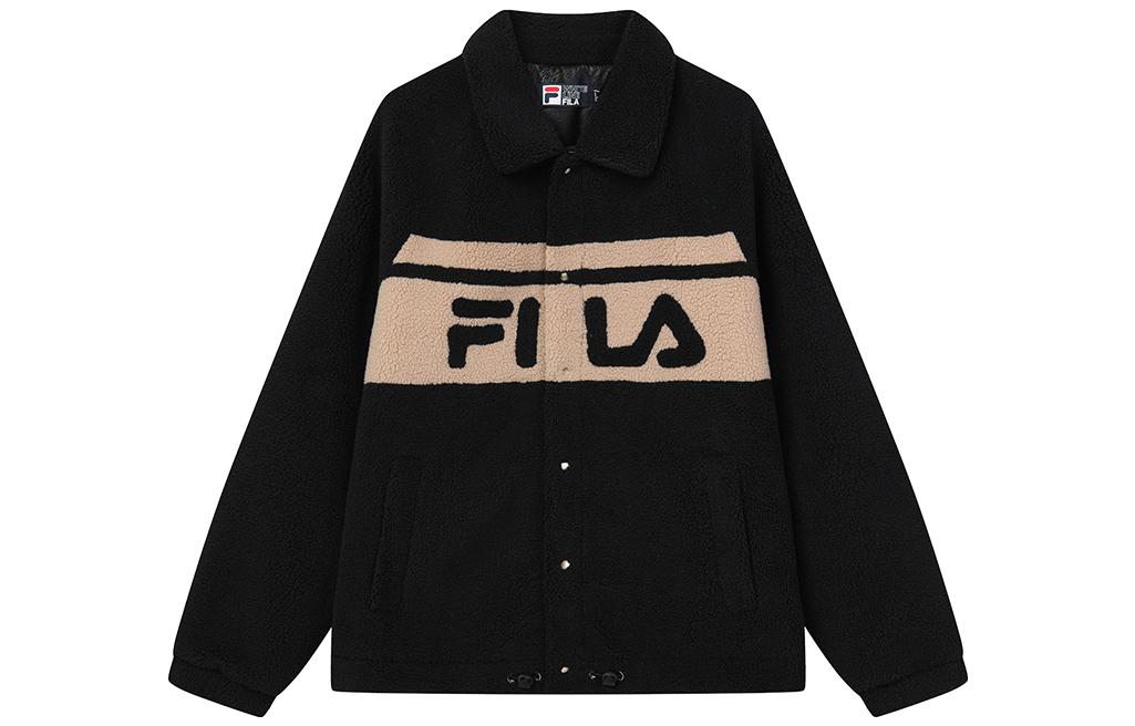FILA Black Colorblock Logo Polo Collar Jacket F51M148508F-BK