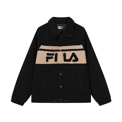 FILA Black Colorblock Logo Polo Collar Jacket F51M148508F-BK