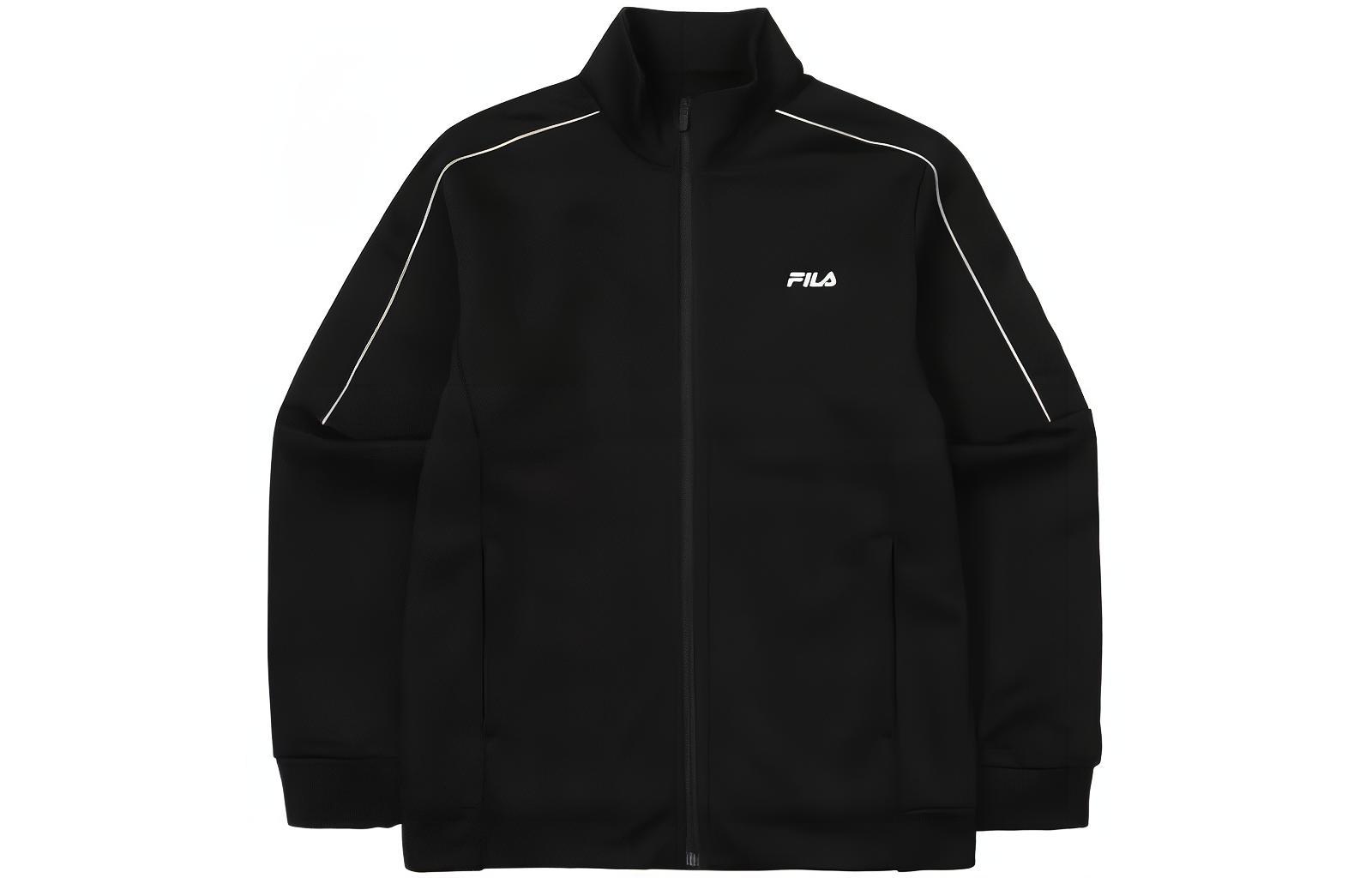FILA Black Colorblock Logo Print Zip-Up High-Neck Jacket FS2FTF4201M-BLK