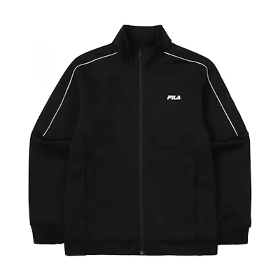 FILA Black Colorblock Logo Print Zip-Up High-Neck Jacket FS2FTF4201M-BLK