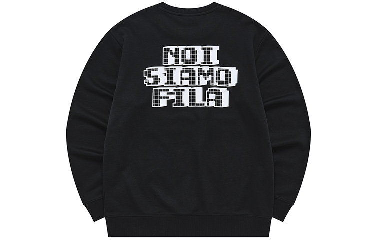 FILA Black Cotton Pullover Sweatshirt with Logo – Relaxed Fit T11M243204F-BK