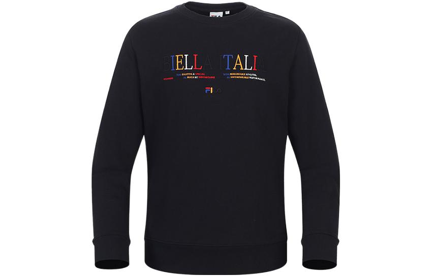 FILA Black Crewneck Long-Sleeve Sweatshirt with Letter Print FS2POC1124X-BLK