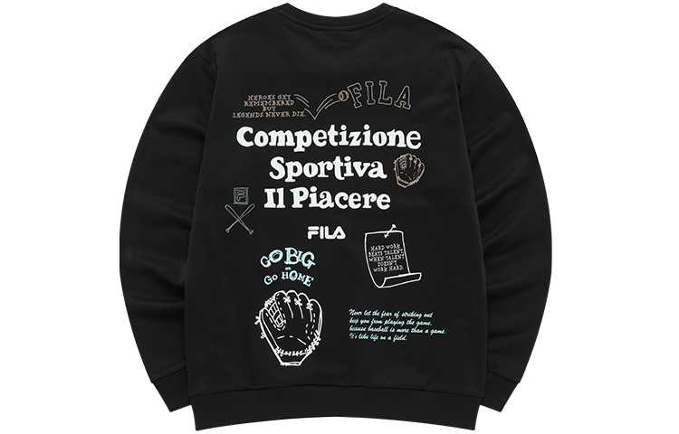 FILA Black Crewneck Pullover Sweatshirt with Back Print Design T11M142205F-BK