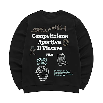 FILA Black Crewneck Pullover Sweatshirt with Back Print Design T11M142205F-BK