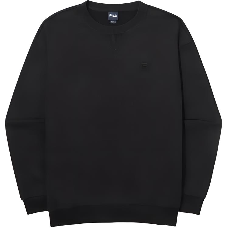 FILA Black Crewneck Pullover Sweatshirt with Letter Print FS2POG3106XBLK