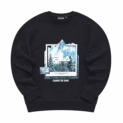FILA Black Crewneck Pullover Sweatshirt with Letter Print Design T11M241203FBK