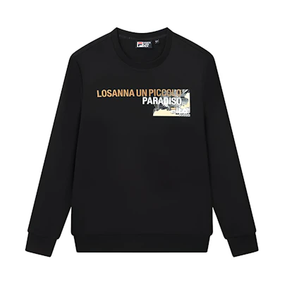 FILA Black Crewneck Pullover Sweatshirt with Letter Print F11M138254F-BK