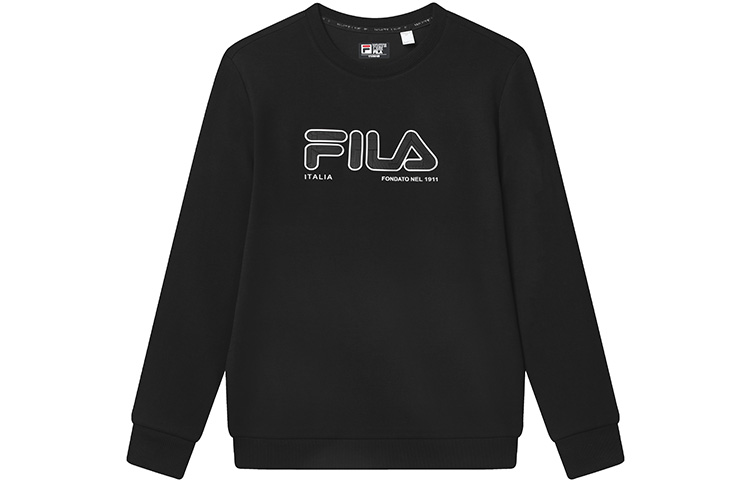 FILA Black Crewneck Pullover Sweatshirt with Logo Design F11M317203FBK
