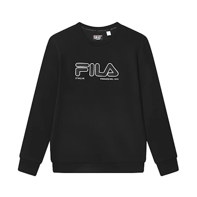 FILA Black Crewneck Pullover Sweatshirt with Logo Design F11M317203FBK