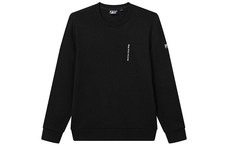 FILA Black Crewneck Pullover Sweatshirt with Logo Print F11M132257F-BK