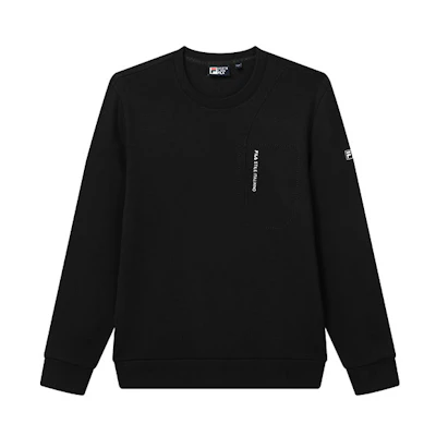 FILA Black Crewneck Pullover Sweatshirt with Logo Print F11M132257F-BK