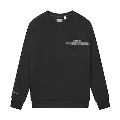 FILA Black Crewneck Pullover Sweatshirt with Minimalist Logo Design F61M347202A-BK