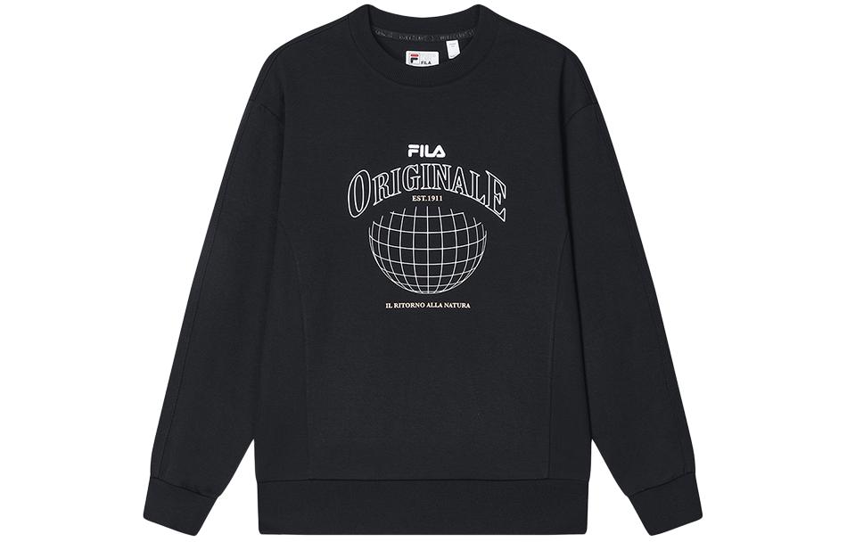 FILA Black Crewneck Sweatshirt - Vintage Print, Oversized Fit F11M349202F-BK