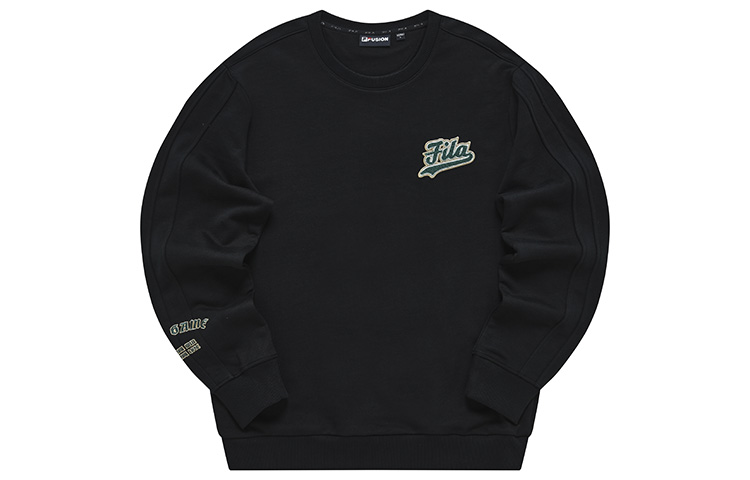 FILA Black Crewneck Sweatshirt with Embroidered Logo - Casual Style T11M242208F-BK