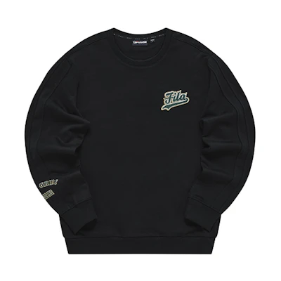 FILA Black Crewneck Sweatshirt with Embroidered Logo - Casual Style T11M242208F-BK
