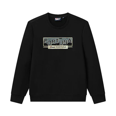 FILA Black Crewneck Sweatshirt with Letter Print Design F11M118252F-BK