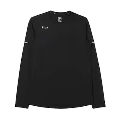 FILA Black Crewneck Sweatshirt with Letter Print Design FS2RLE1201M-BLK