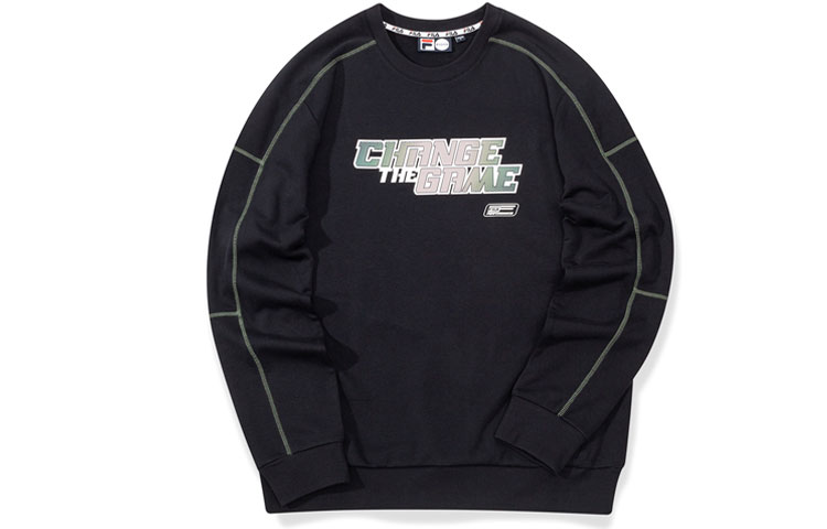 FILA Black Crewneck Sweatshirt with Letter Print T11M043205F-BK